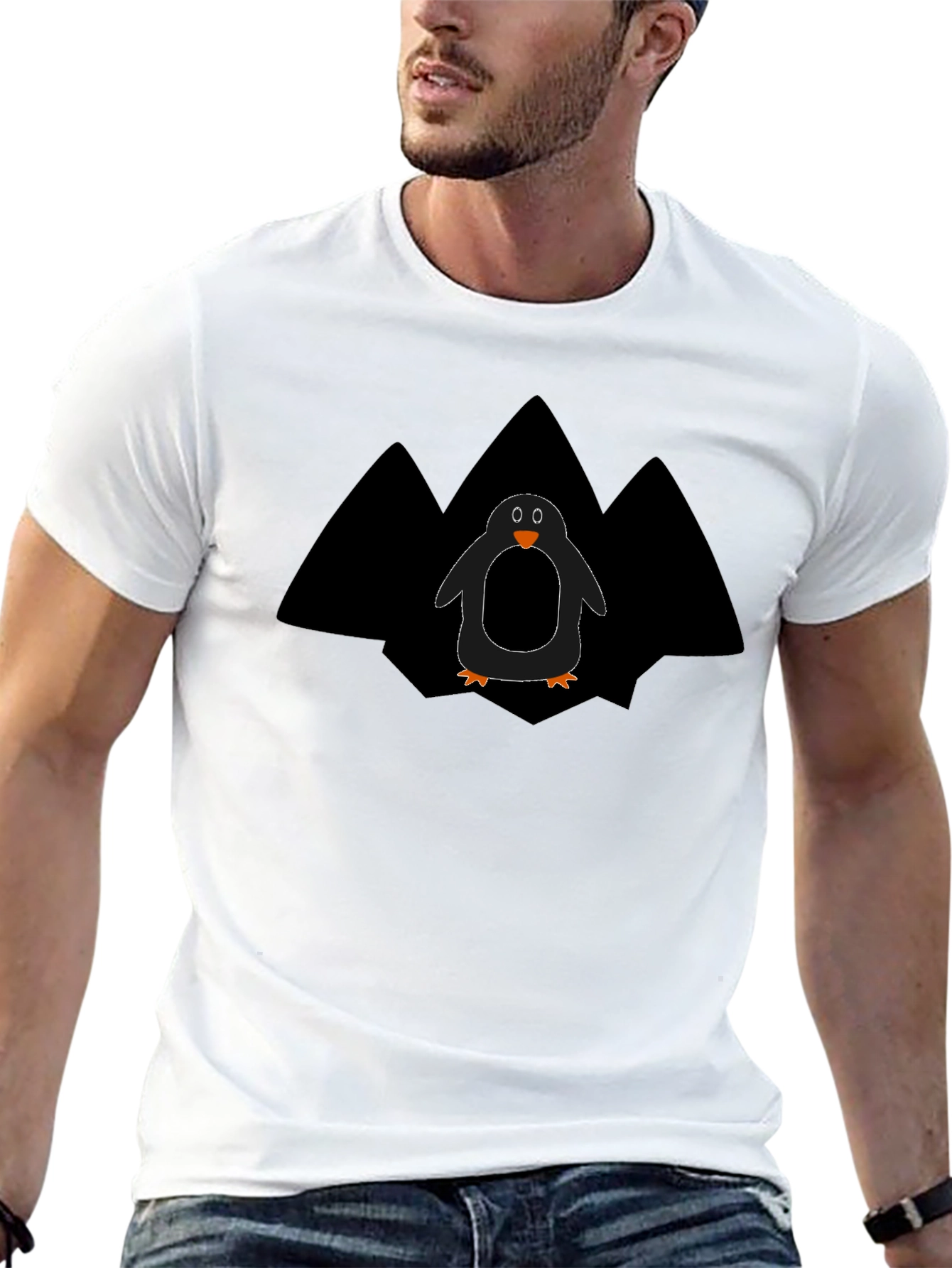 Penguin Graphic Tee - Black Cotton T-Shirt