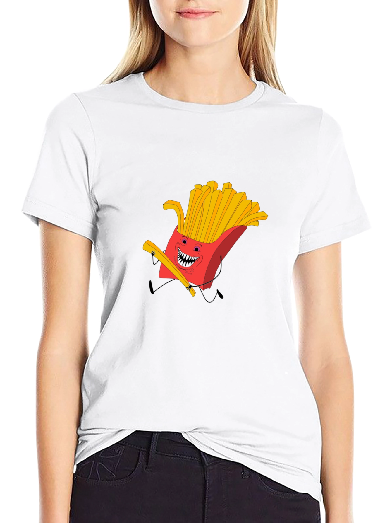 Funny French Fry Graphic Black T-Shirt