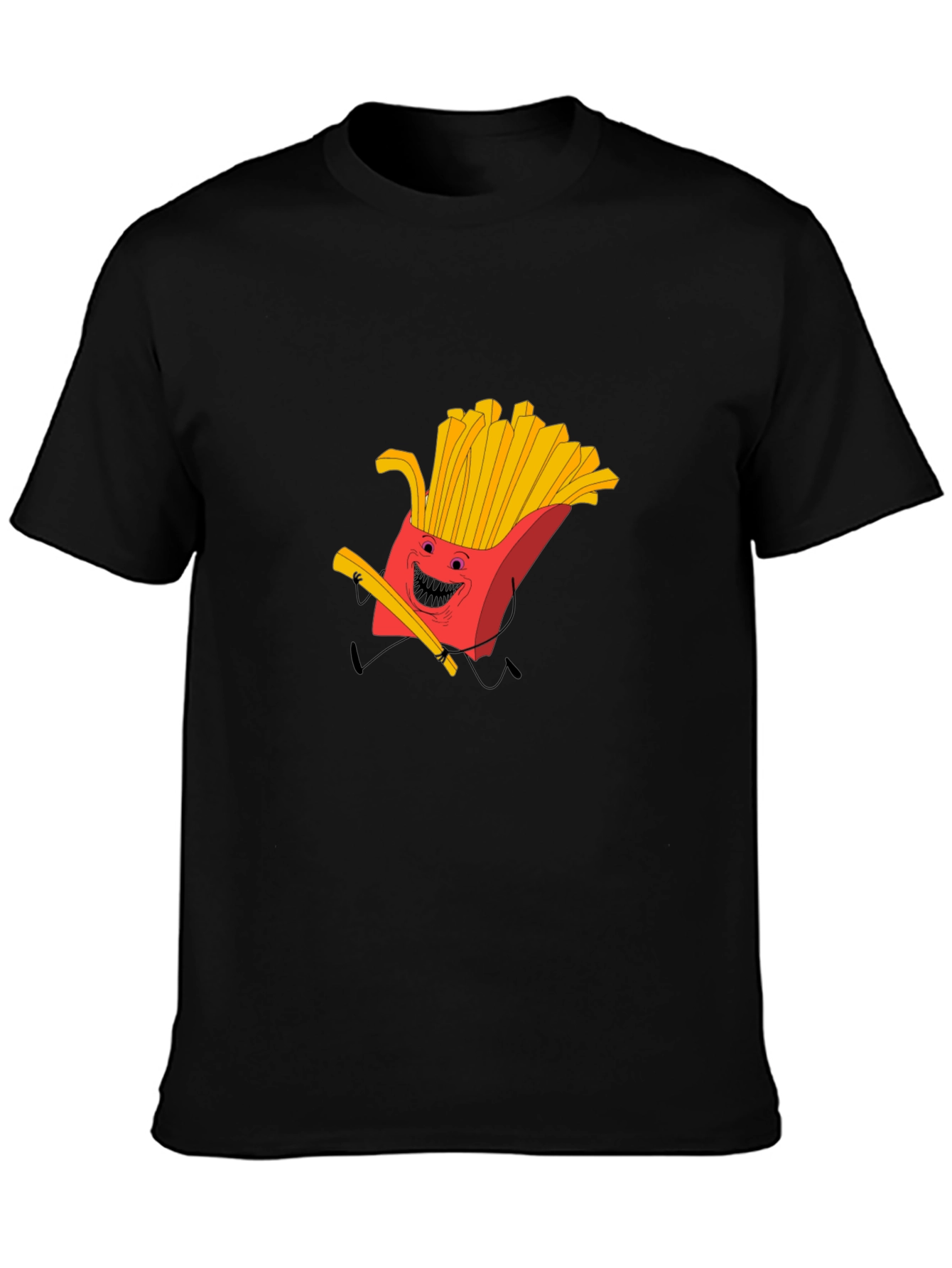Funny French Fry Graphic Black T-Shirt