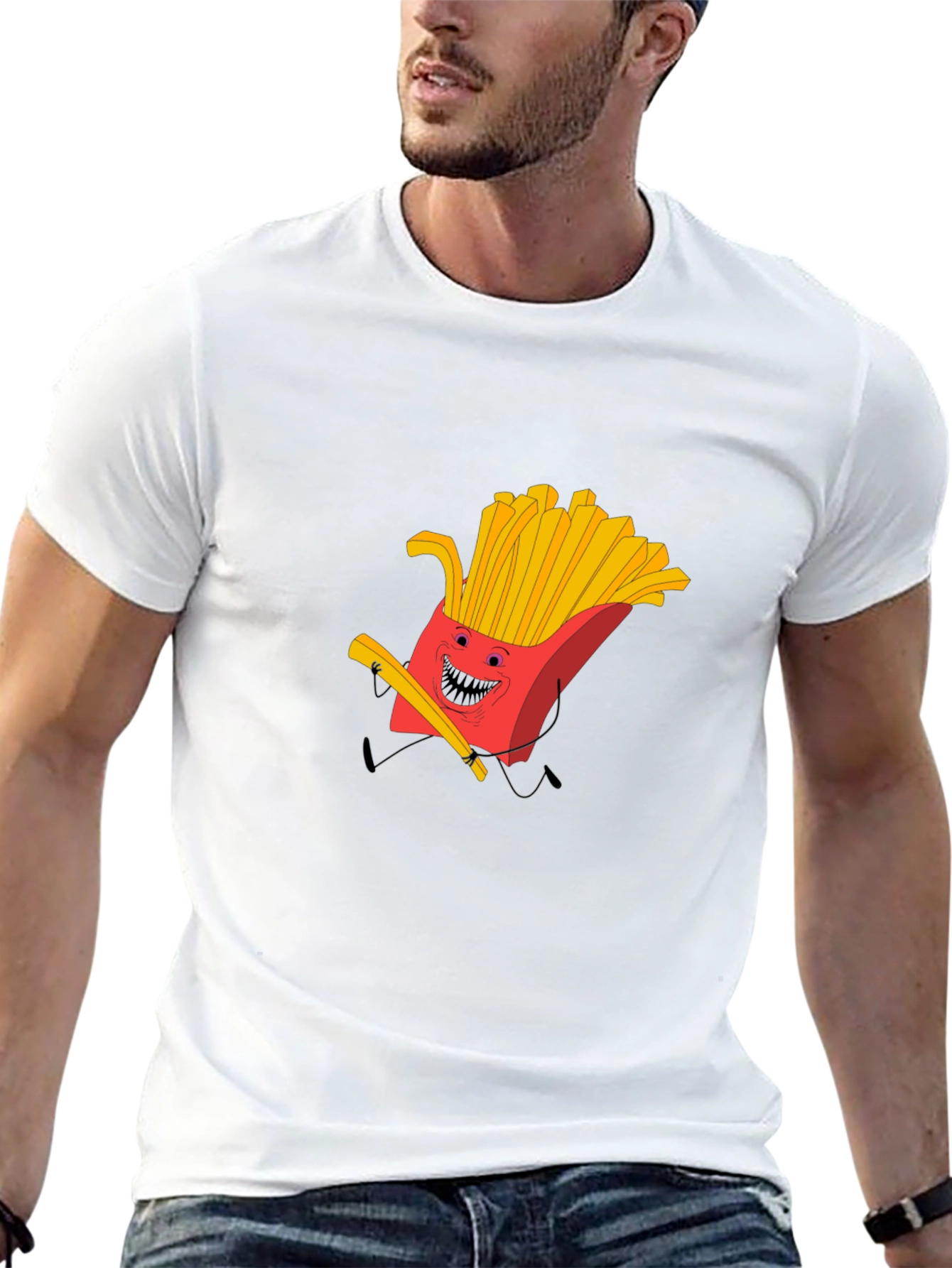 Funny French Fry Graphic Black T-Shirt