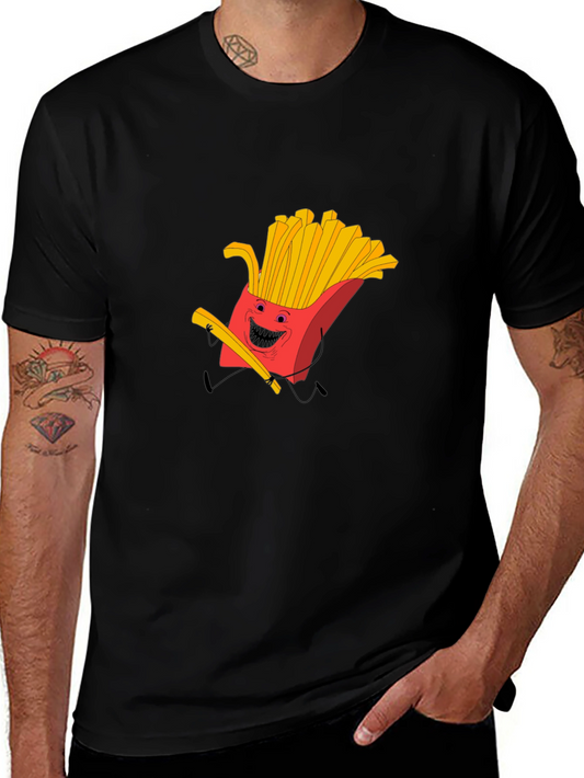 Funny French Fry Graphic Black T-Shirt