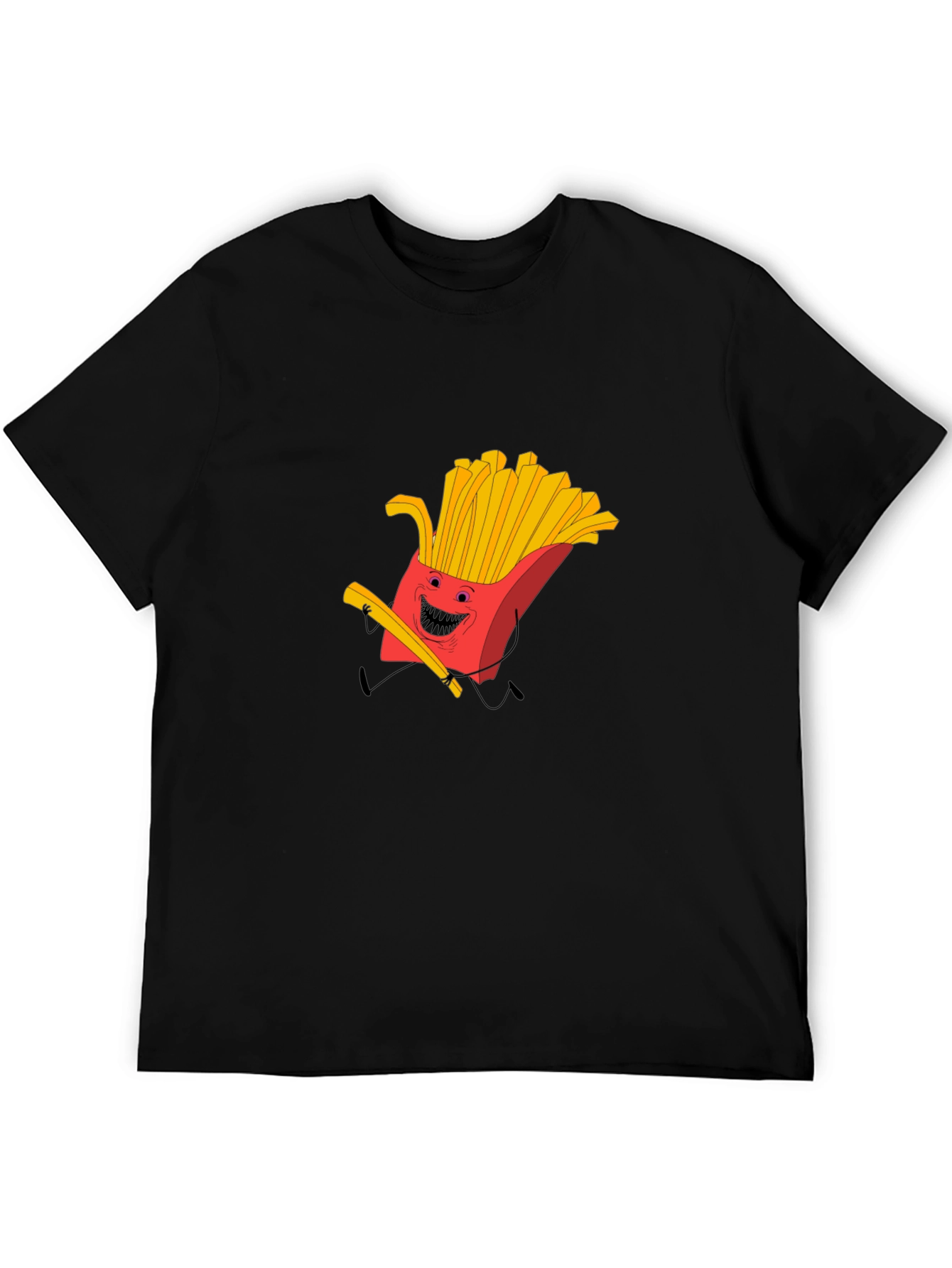 Funny French Fry Graphic Black T-Shirt
