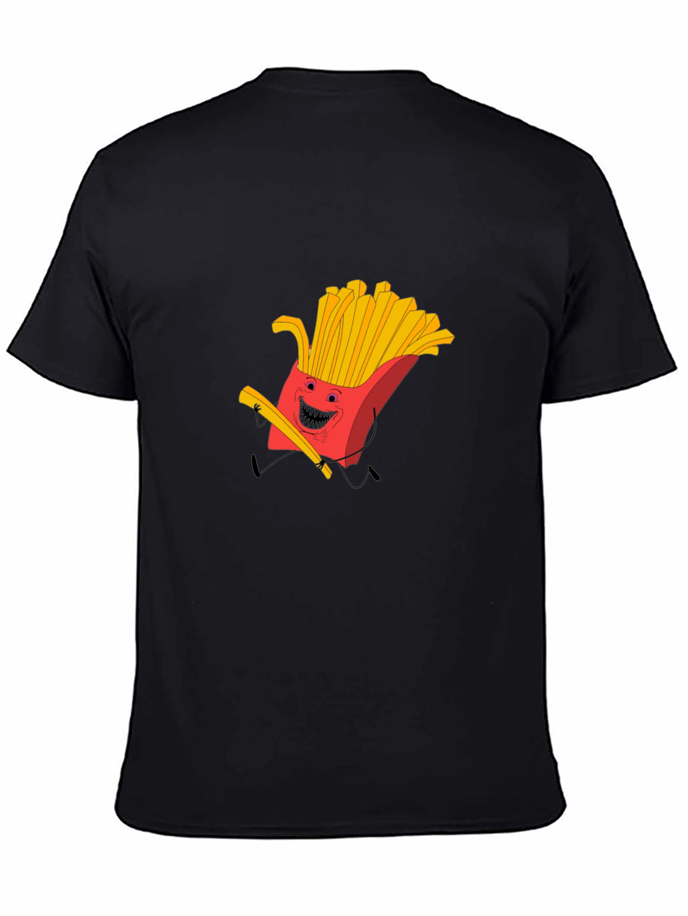 Funny French Fry Graphic Black T-Shirt