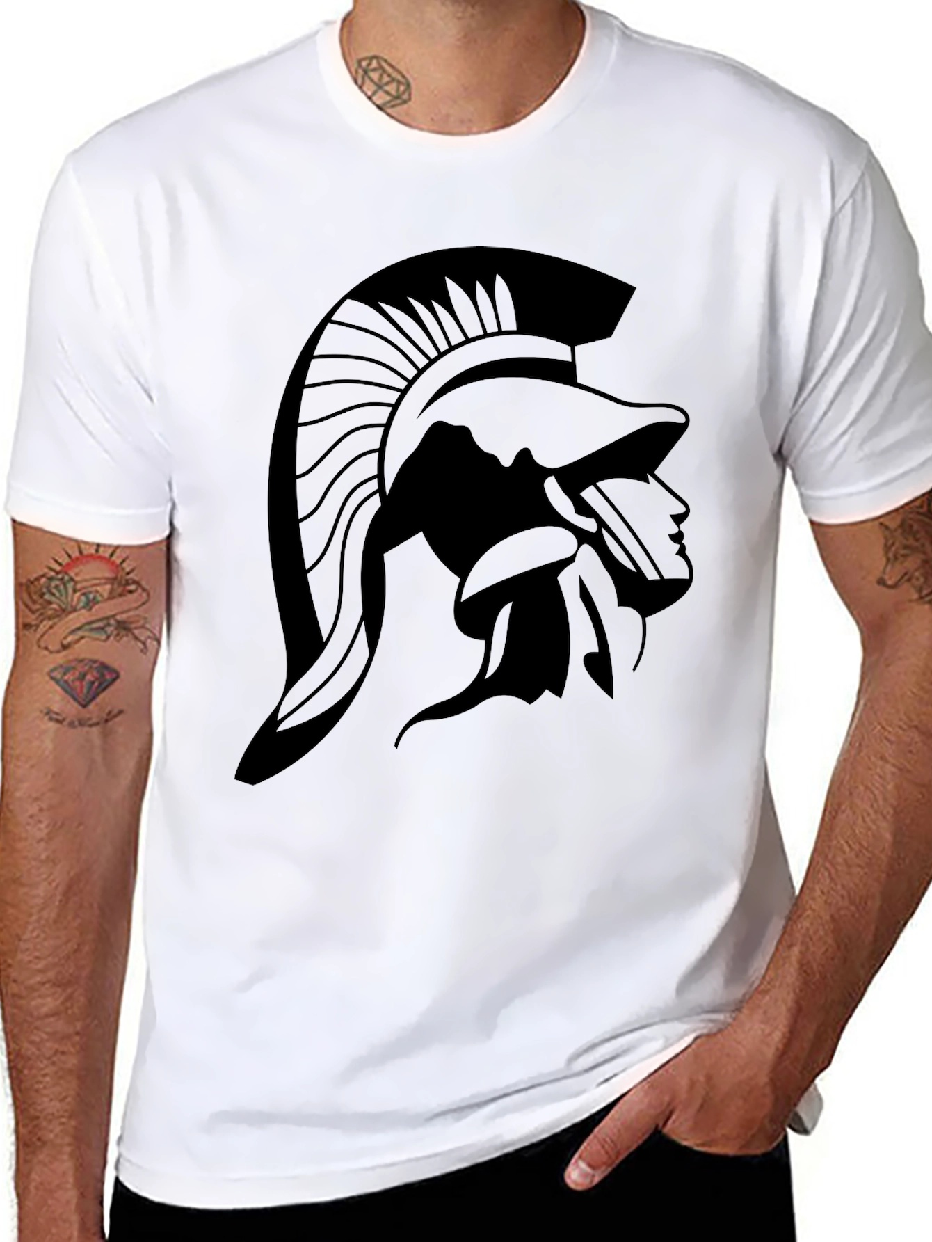 Spartan Helmet Graphic Black T-Shirt