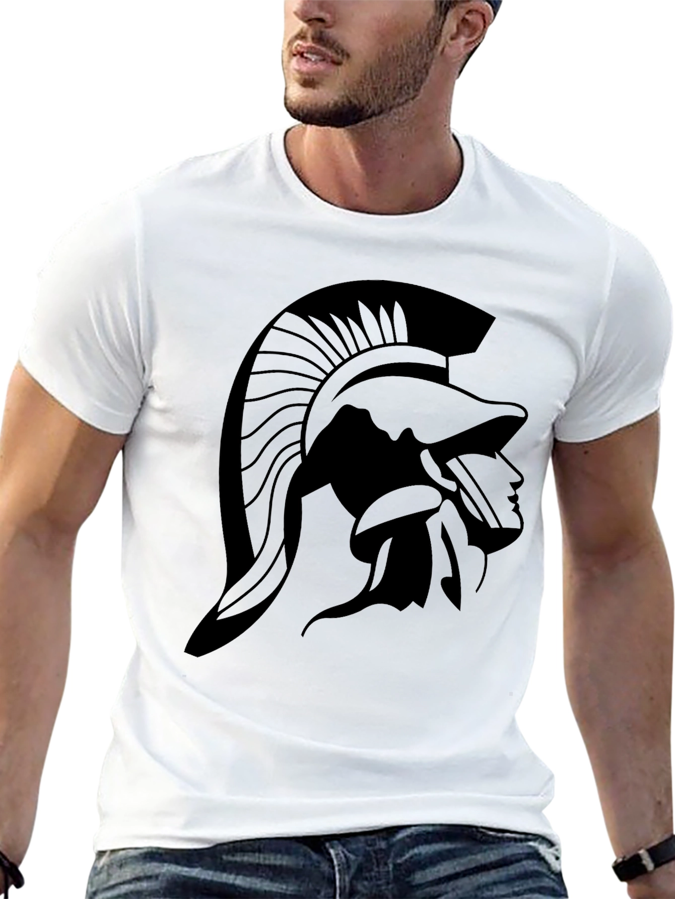 Spartan Helmet Graphic Black T-Shirt