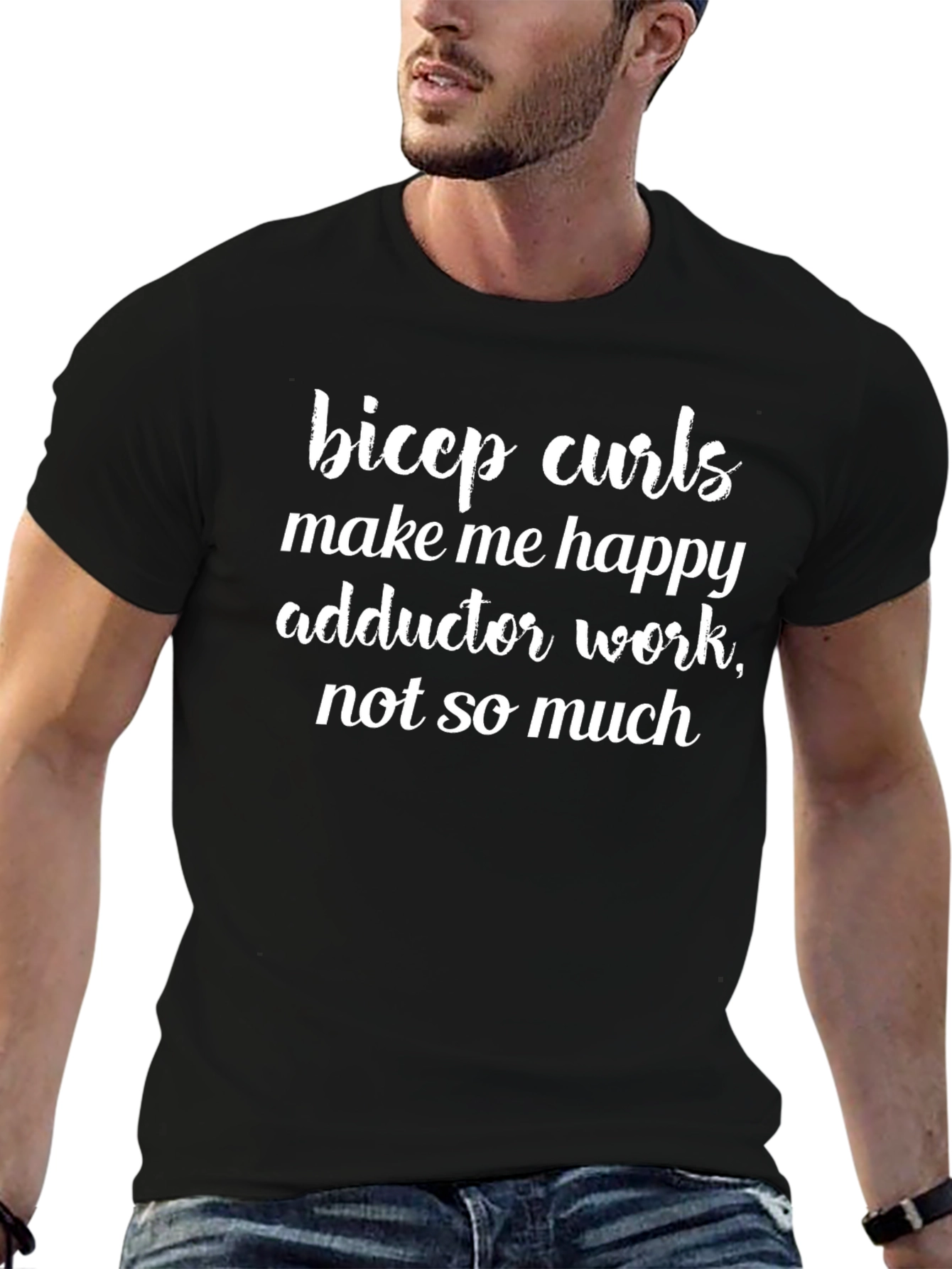 Bicep Curls Happy Black Graphic T-Shirt