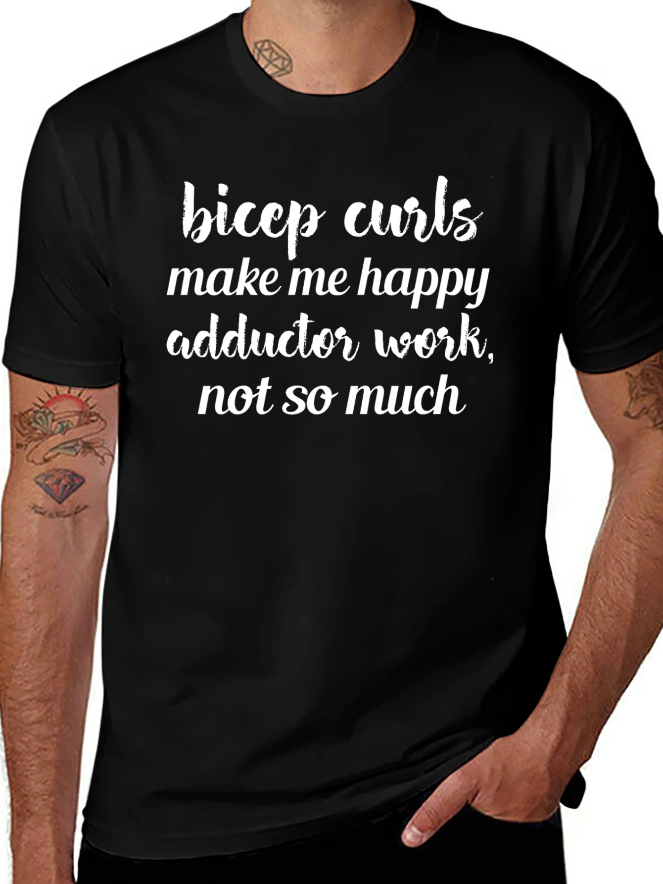 Bicep Curls Happy Black Graphic T-Shirt