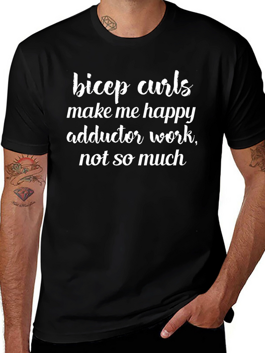 Bicep Curls Happy Black Graphic T-Shirt