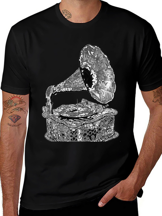 Vintage Gramophone T-Shirt - Retro Music Style