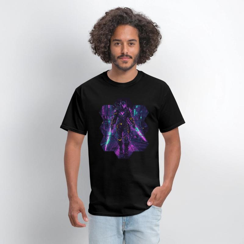 Neon Blade Warrior In Futuristic City Shadows