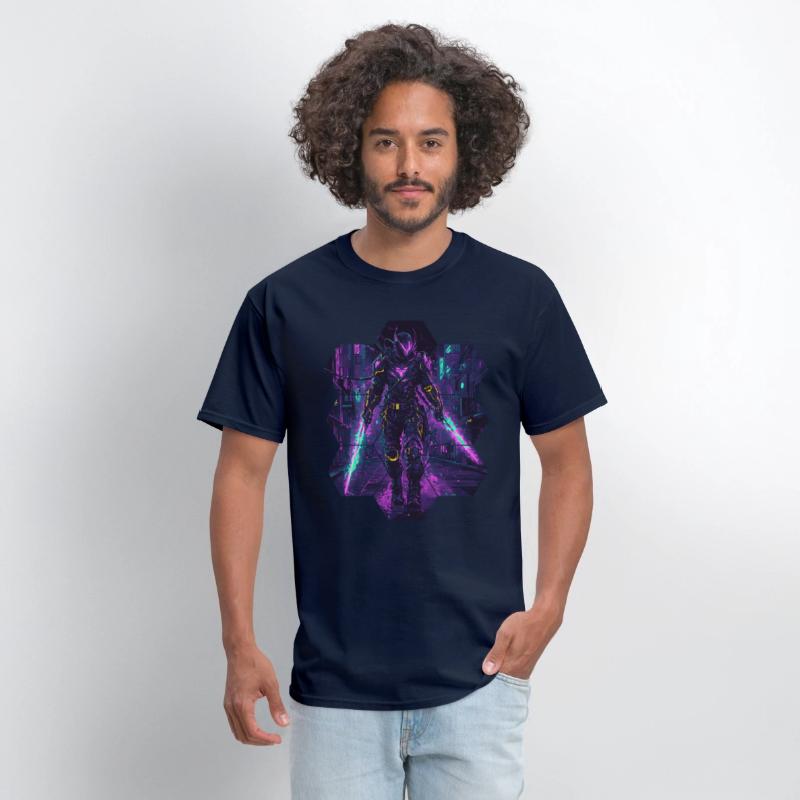 Neon Blade Warrior In Futuristic City Shadows