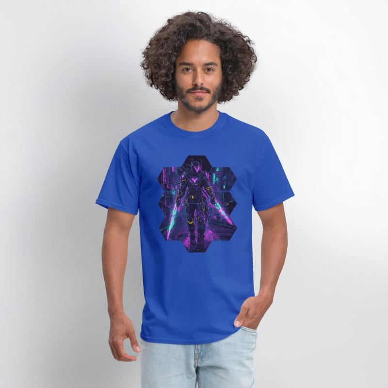 Neon Blade Warrior In Futuristic City Shadows