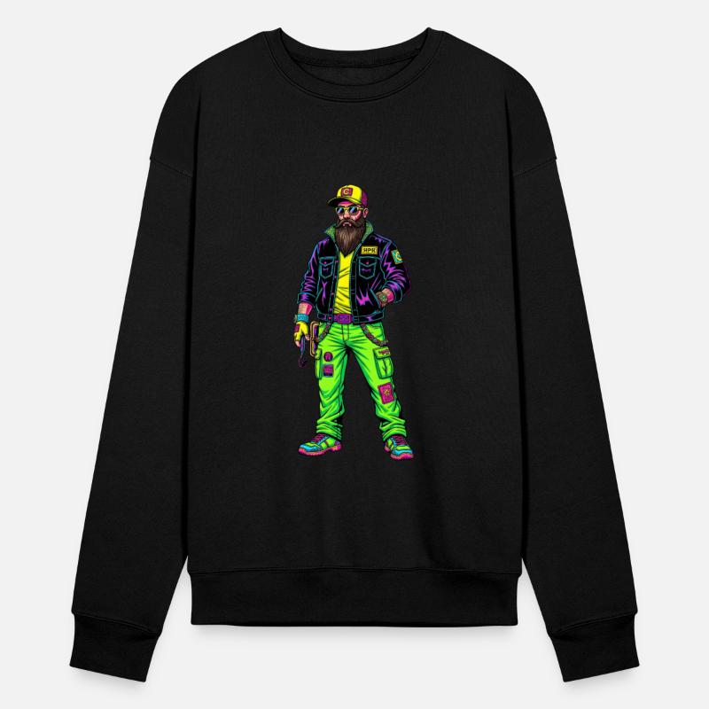 Neon Urban Style: Bearded Man Coolness