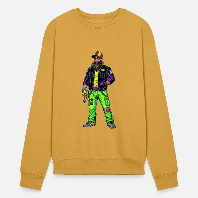 Neon Urban Style: Bearded Man Coolness