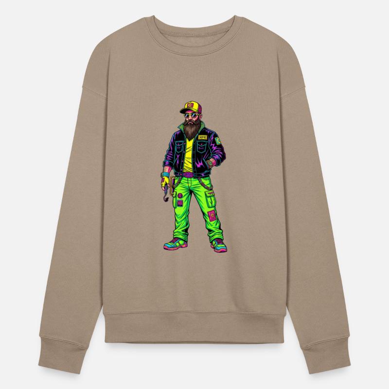 Neon Urban Style: Bearded Man Coolness