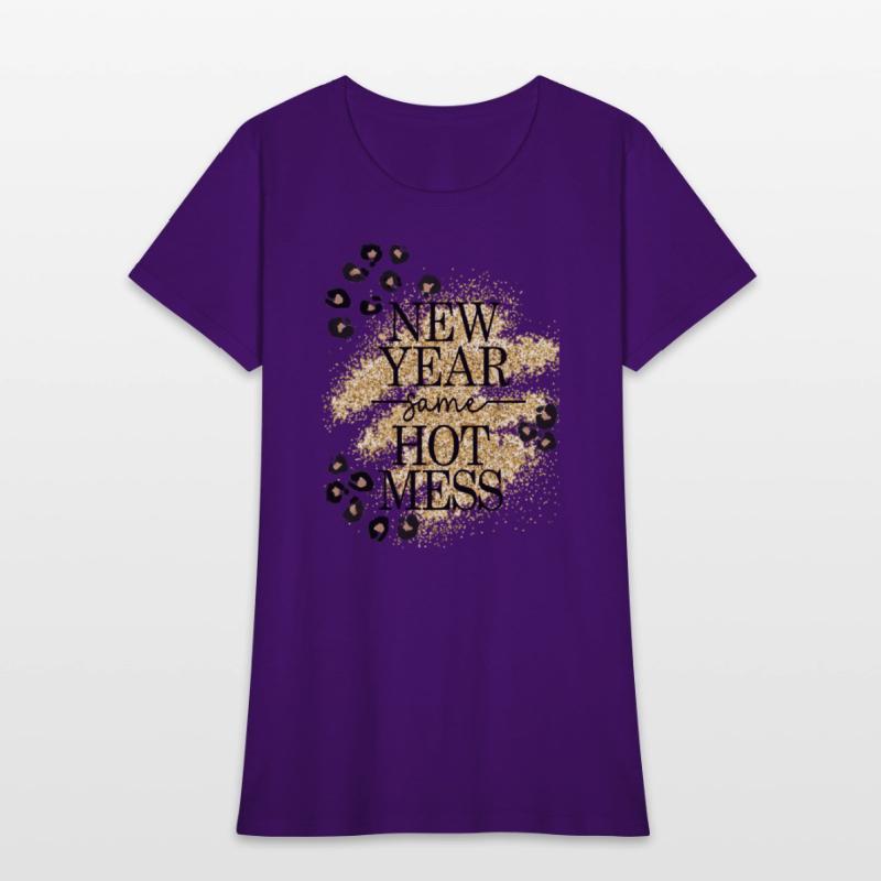 New Year Same Hot Mess Golden Leopard Print