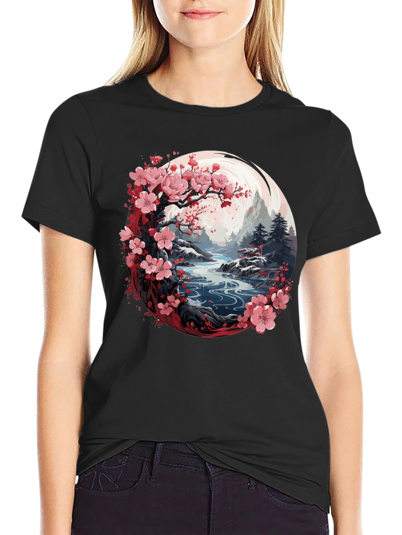 Cherry Blossom River Graphic Tee