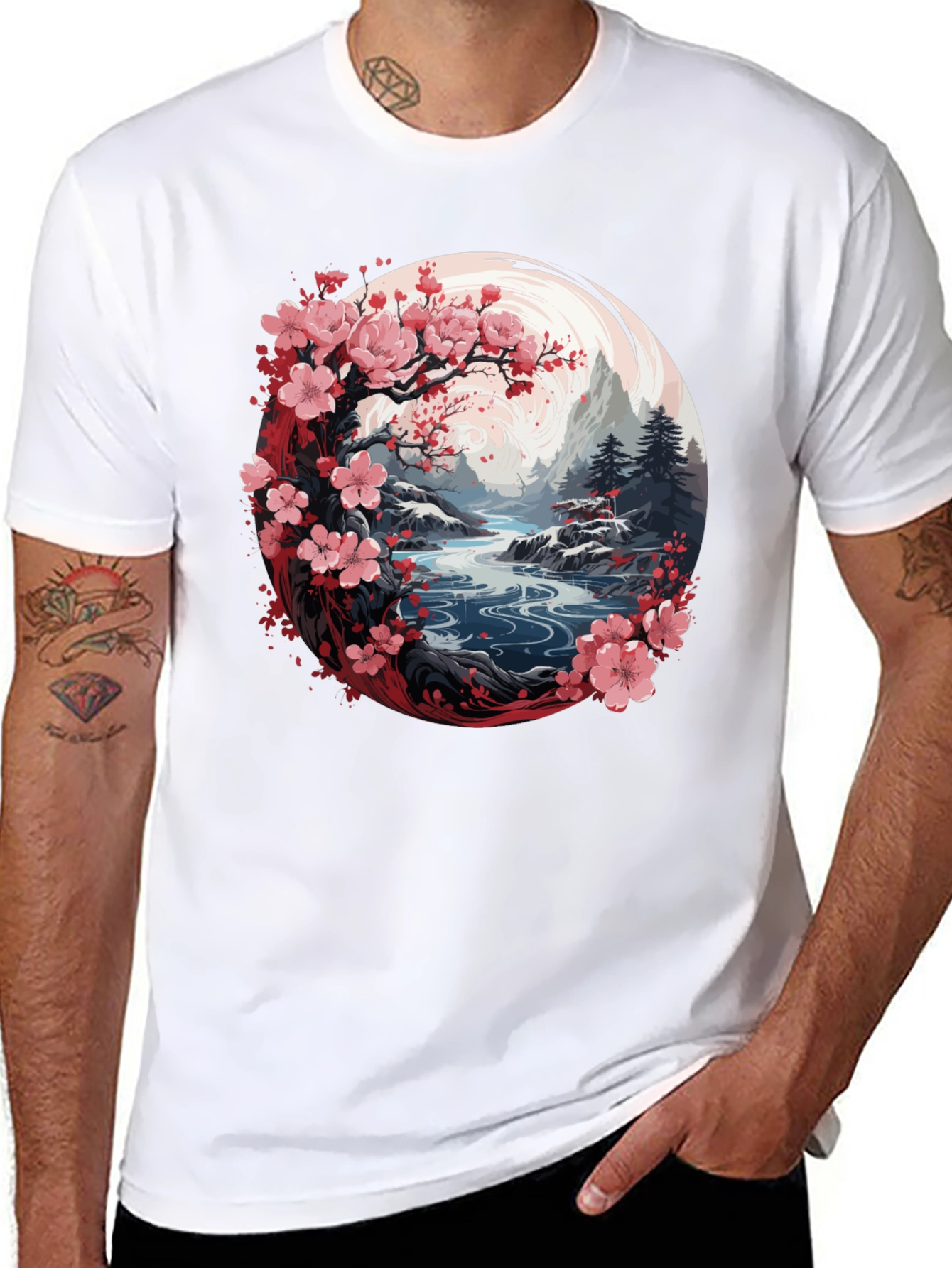 Cherry Blossom River Graphic Tee