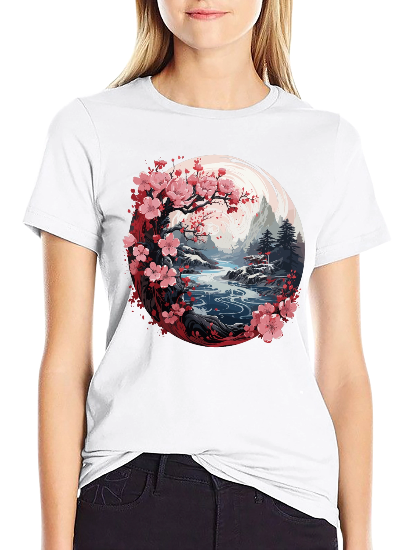 Cherry Blossom River Graphic Tee