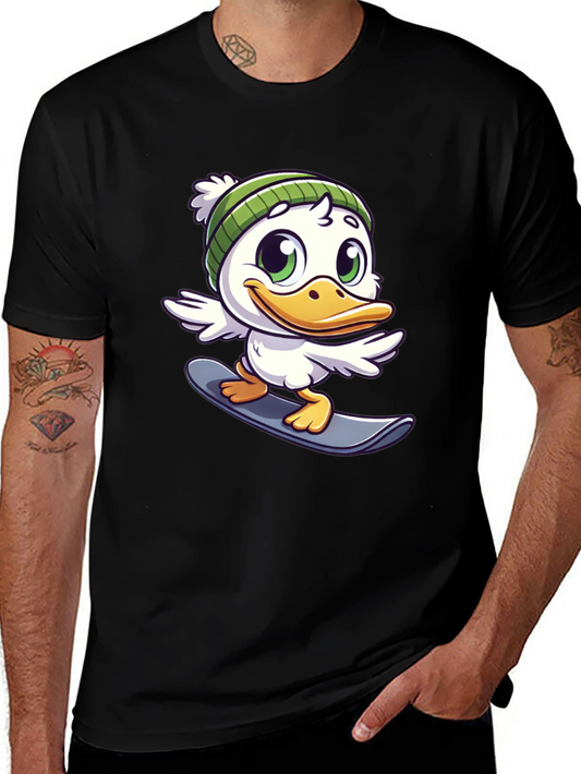 Cartoon Duck Snowboarder Graphic Tee