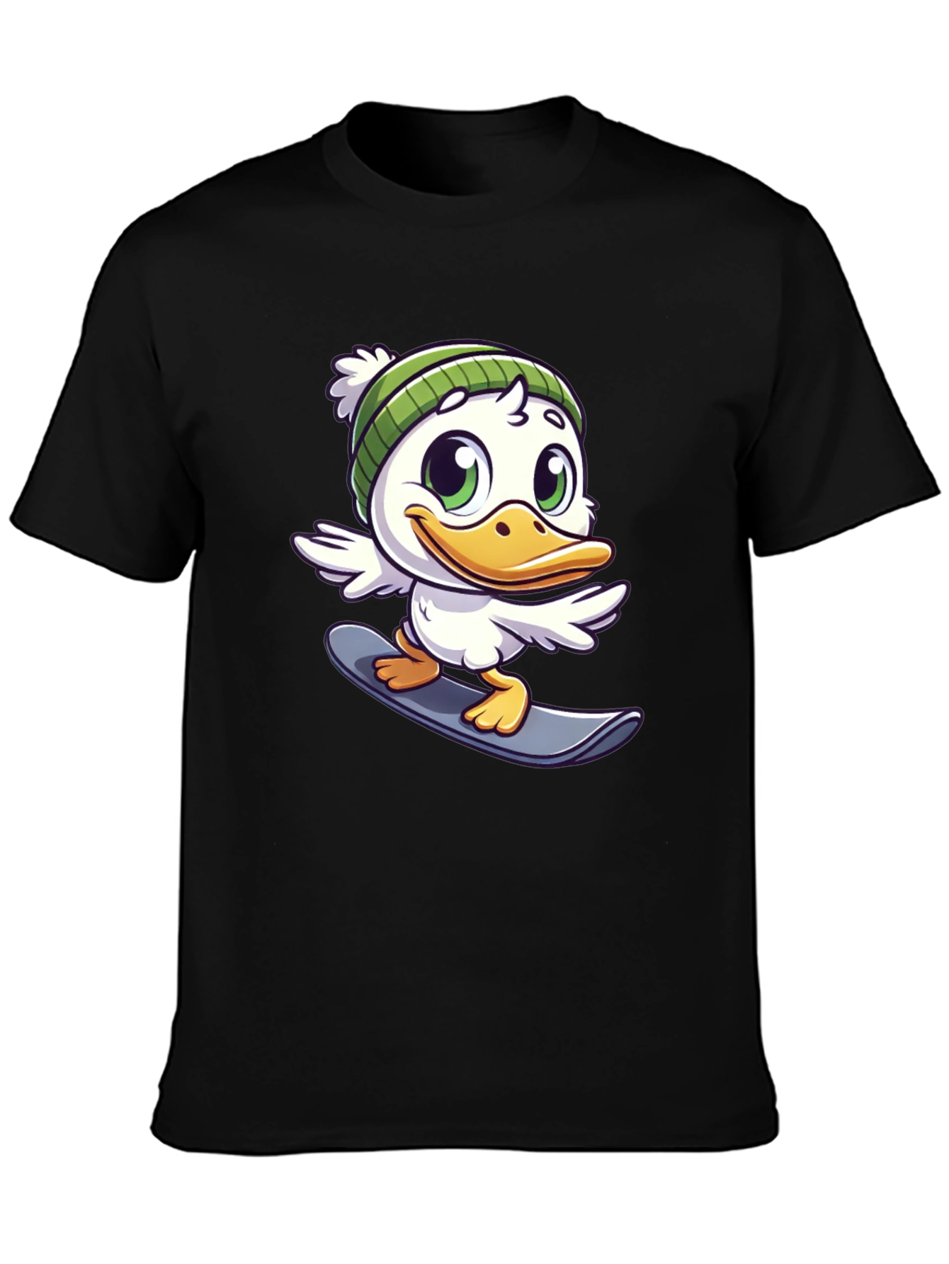 Cartoon Duck Snowboarder Graphic Tee