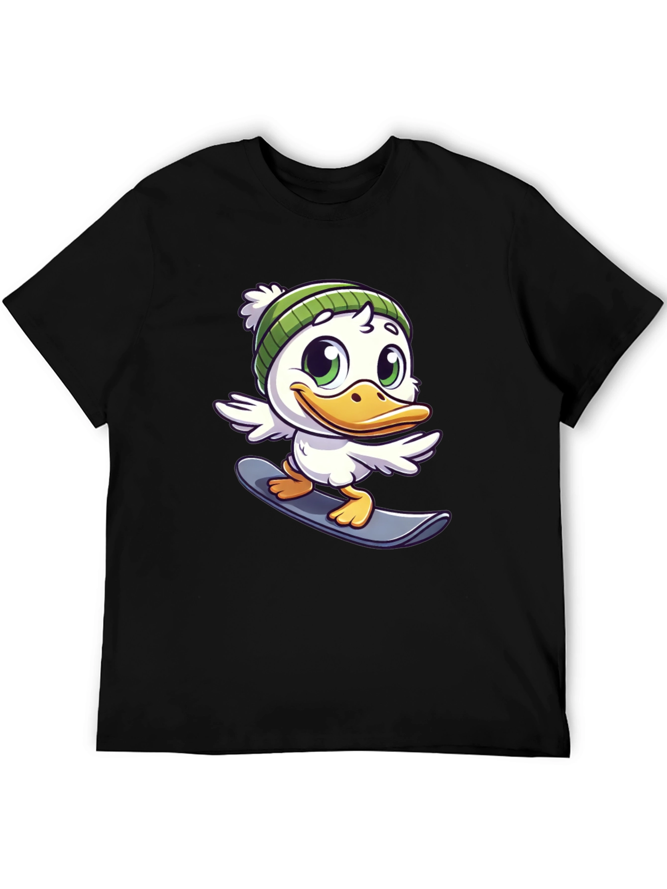 Cartoon Duck Snowboarder Graphic Tee