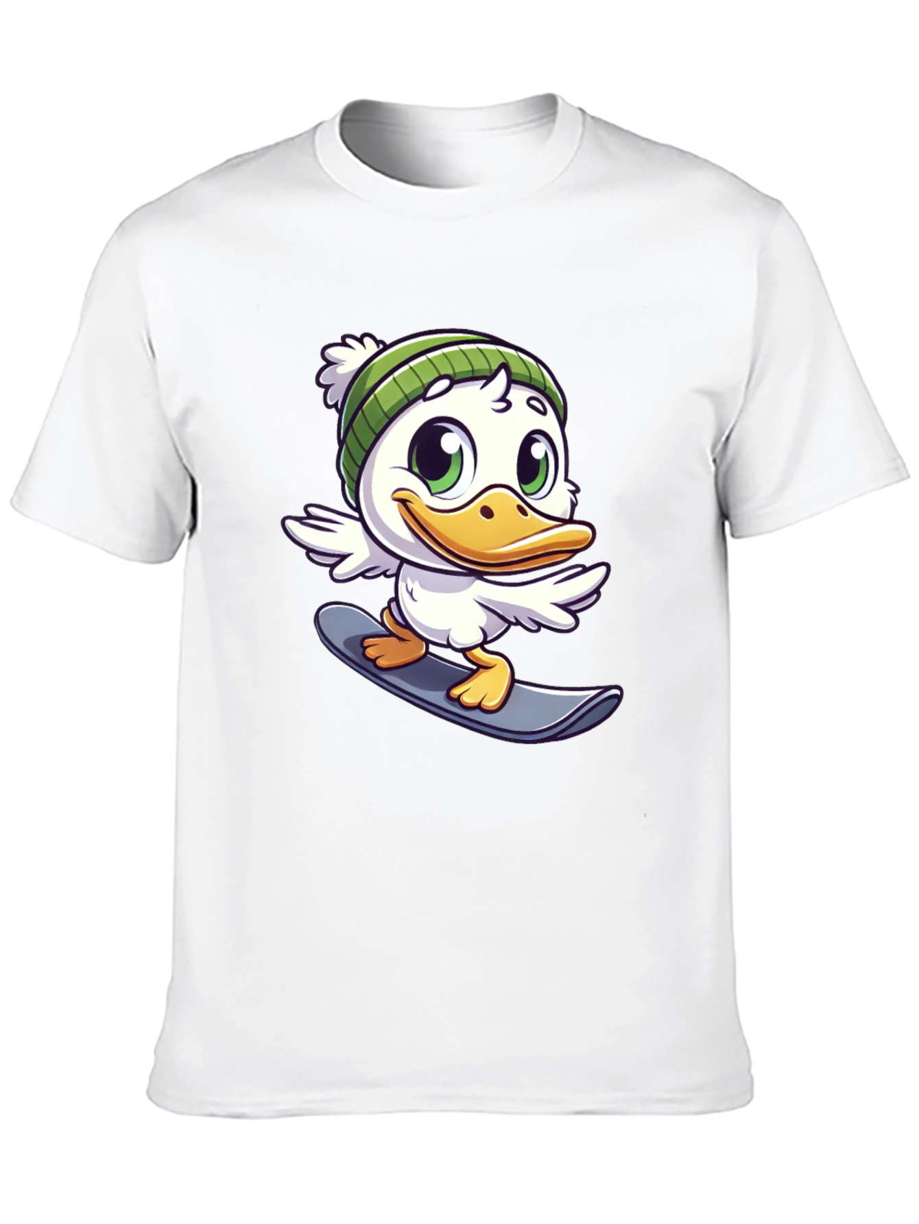 Cartoon Duck Snowboarder Graphic Tee