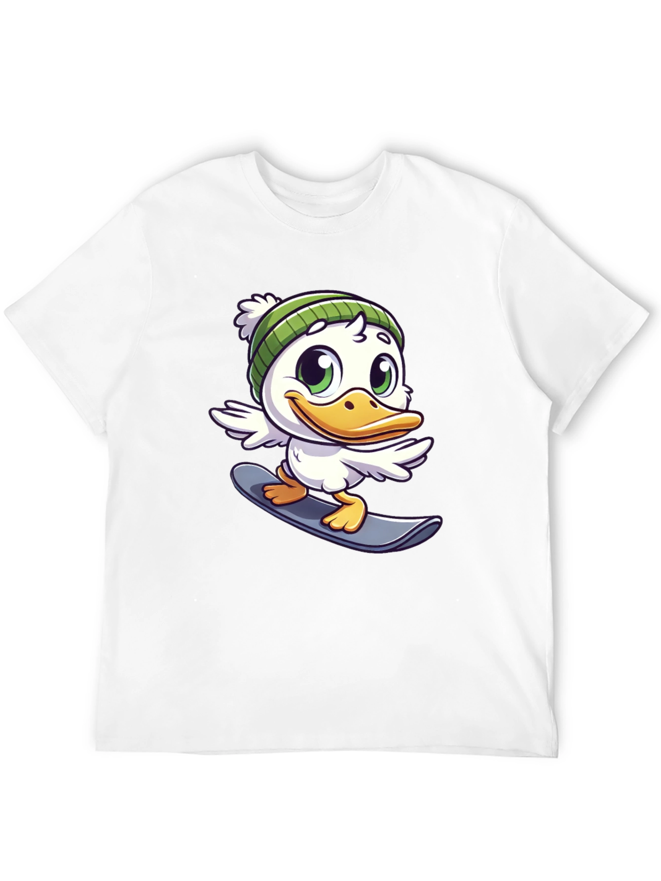 Cartoon Duck Snowboarder Graphic Tee