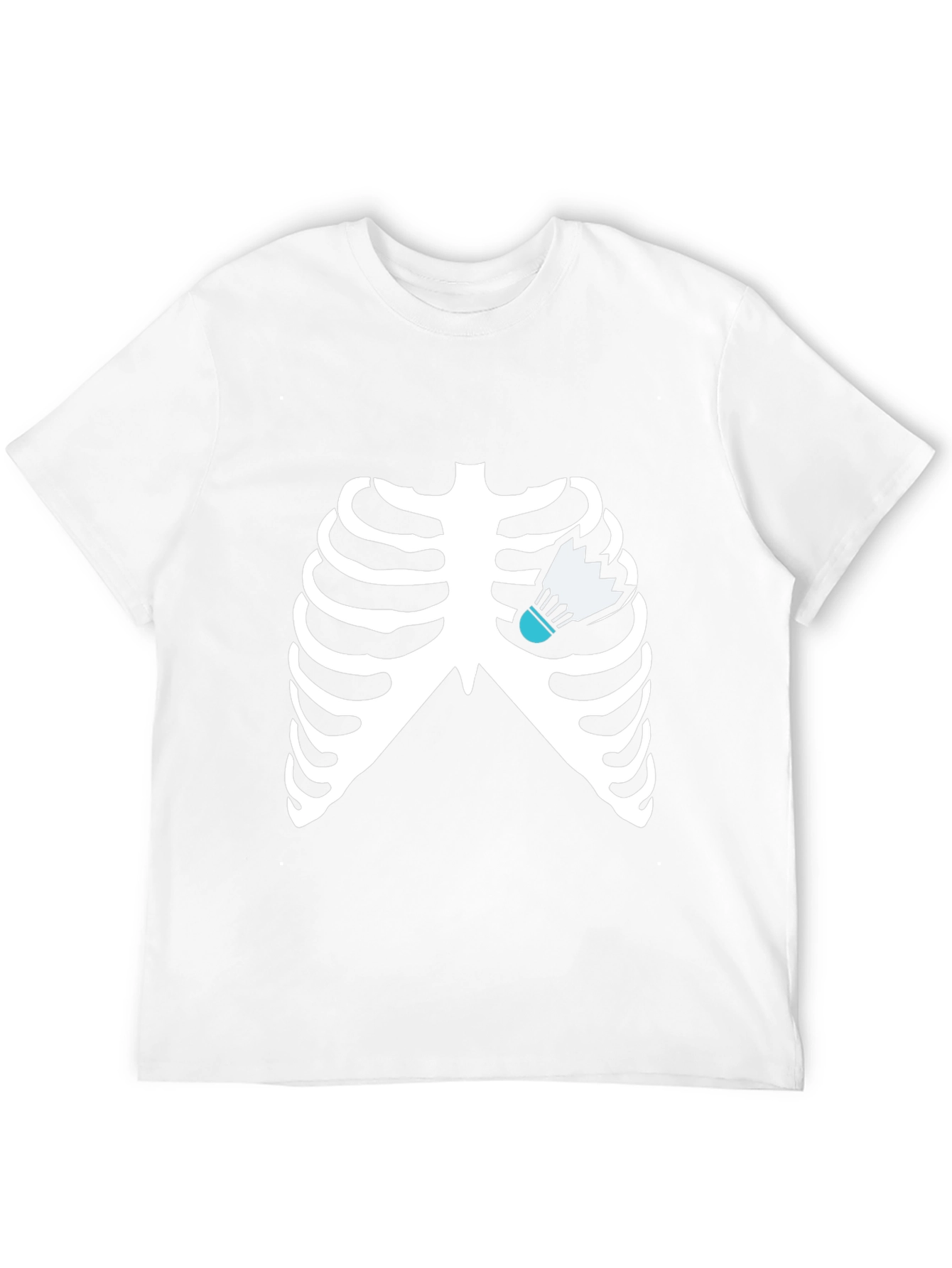 Skeleton Ribcage Badminton Heartbeat T-Shirt