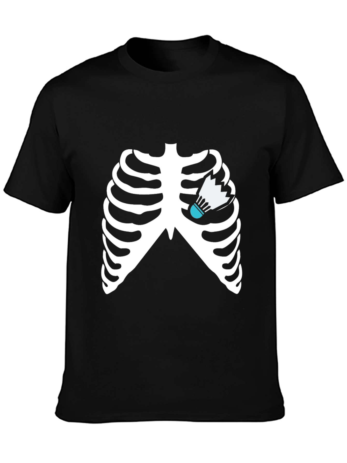 Skeleton Ribcage Badminton Heartbeat T-Shirt