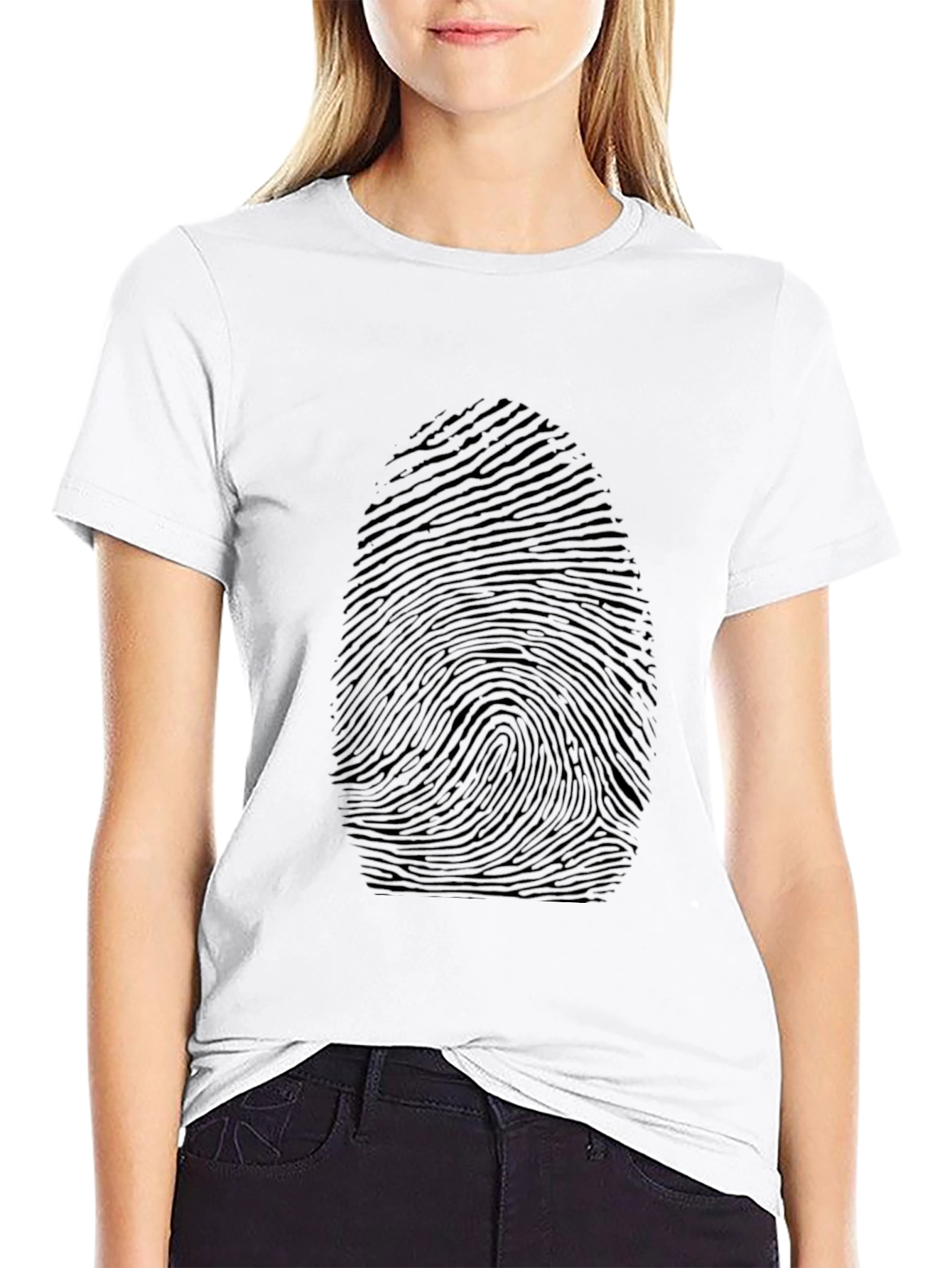 Fingerprint Graphic Print Black T-Shirt
