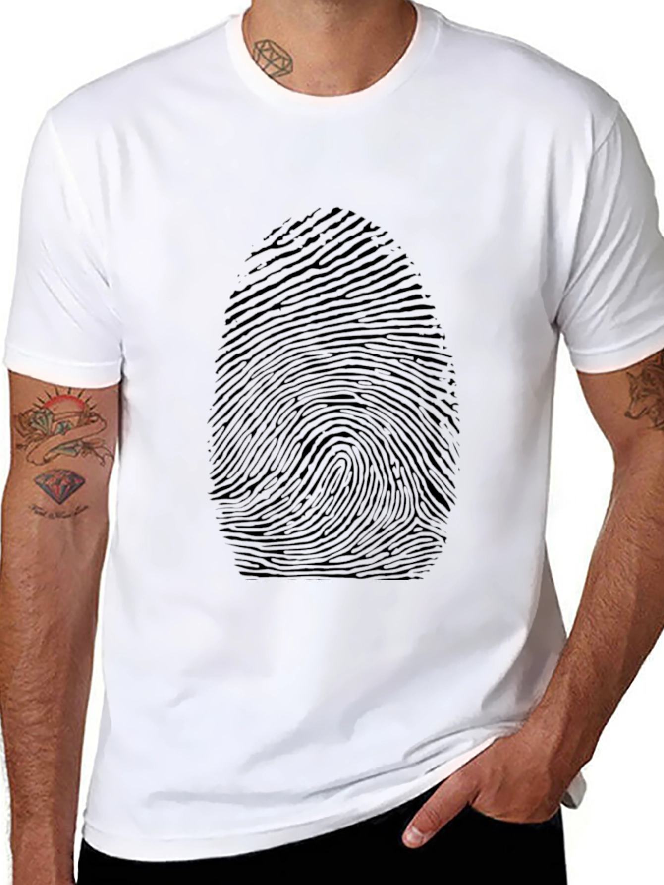Fingerprint Graphic Print Black T-Shirt