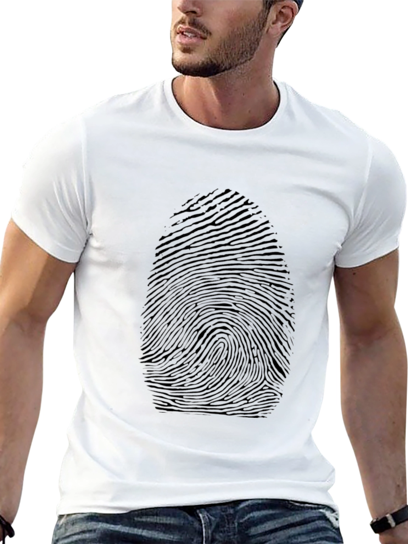 Fingerprint Graphic Print Black T-Shirt
