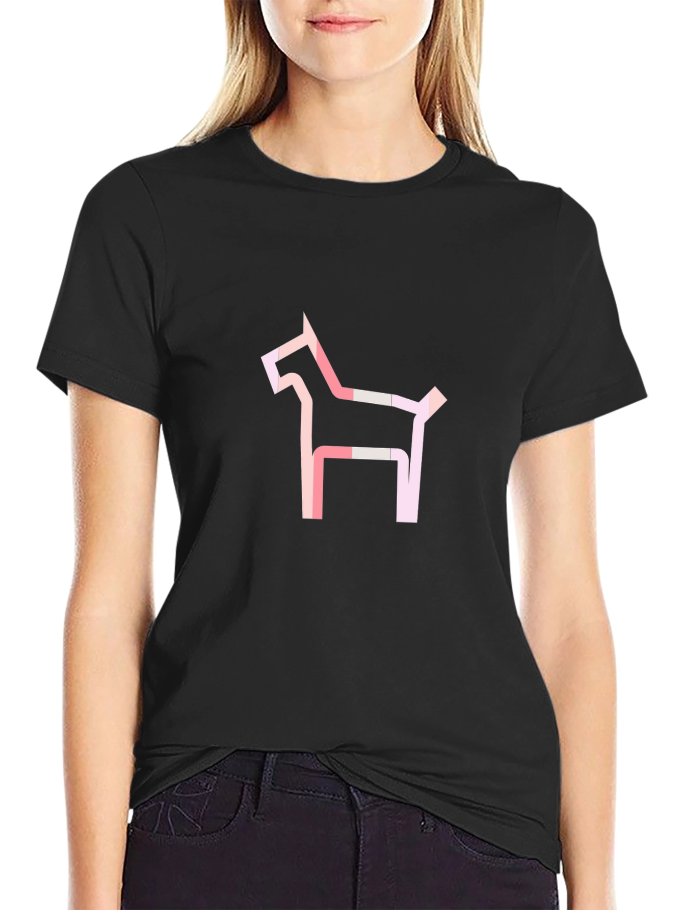 Abstract Dog Graphic Tee - Modern Black T-Shirt