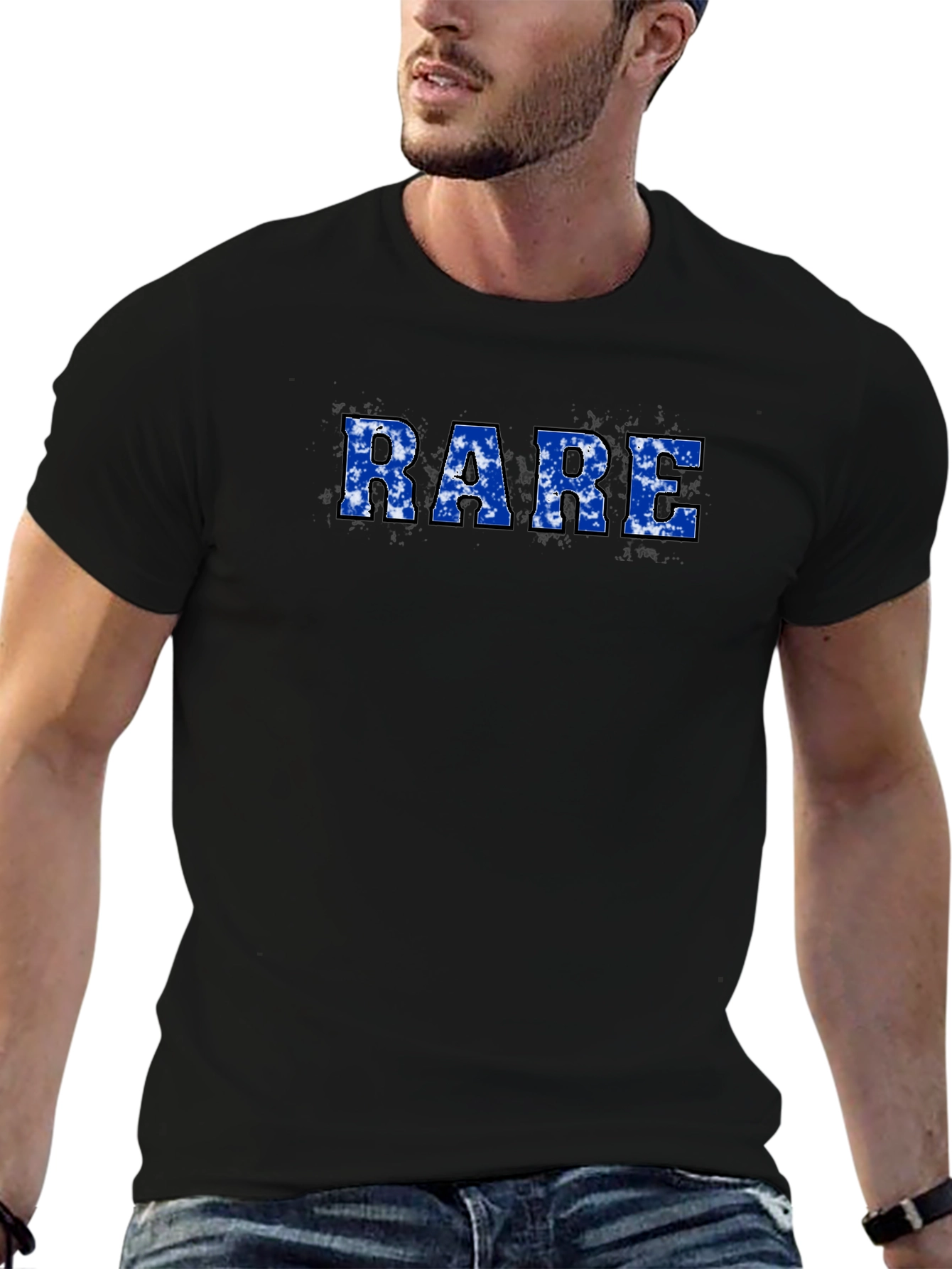 RARE Graphic Print Mens Black T-Shirt