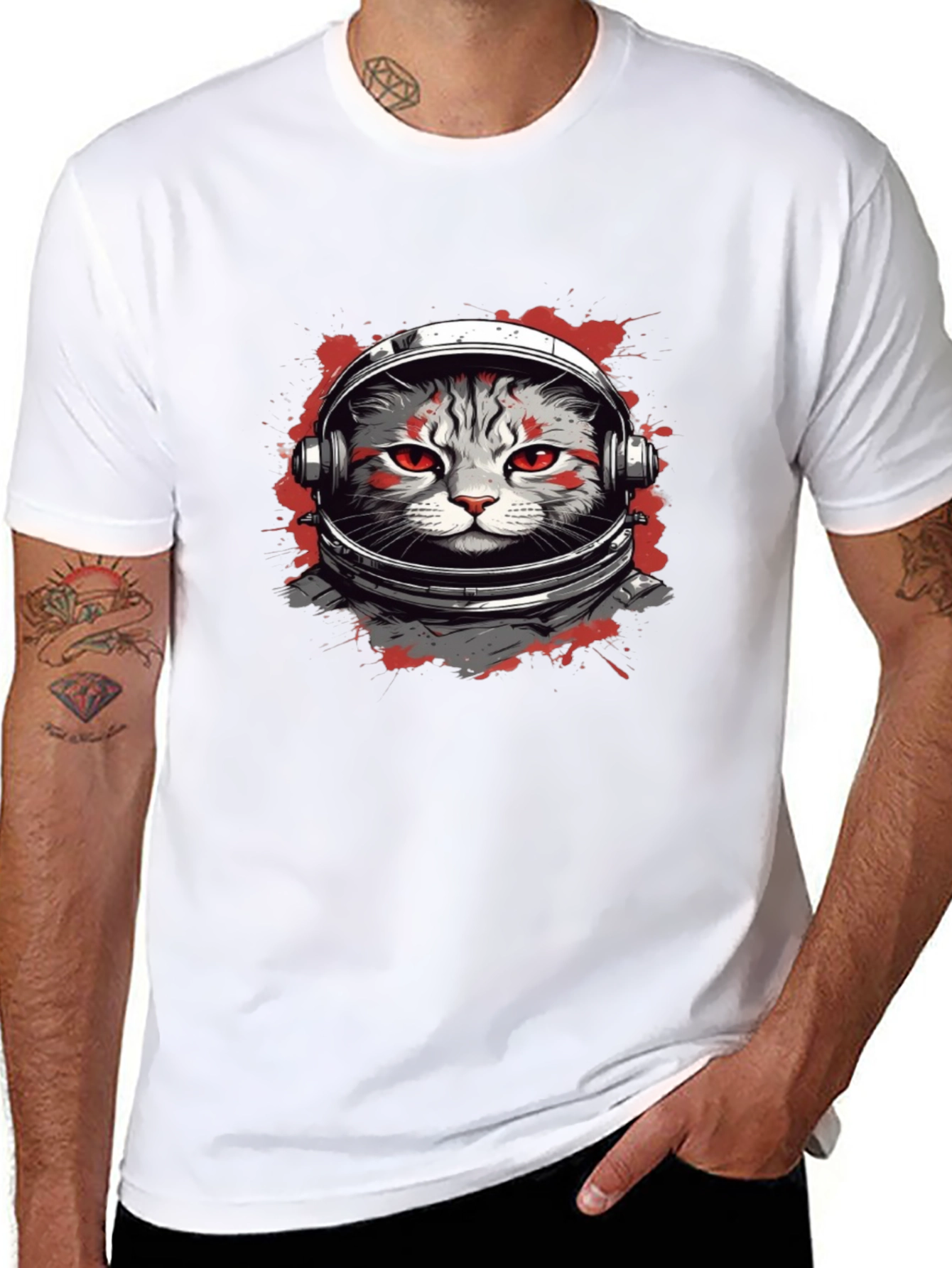 Astronaut Cat Graphic T-Shirt