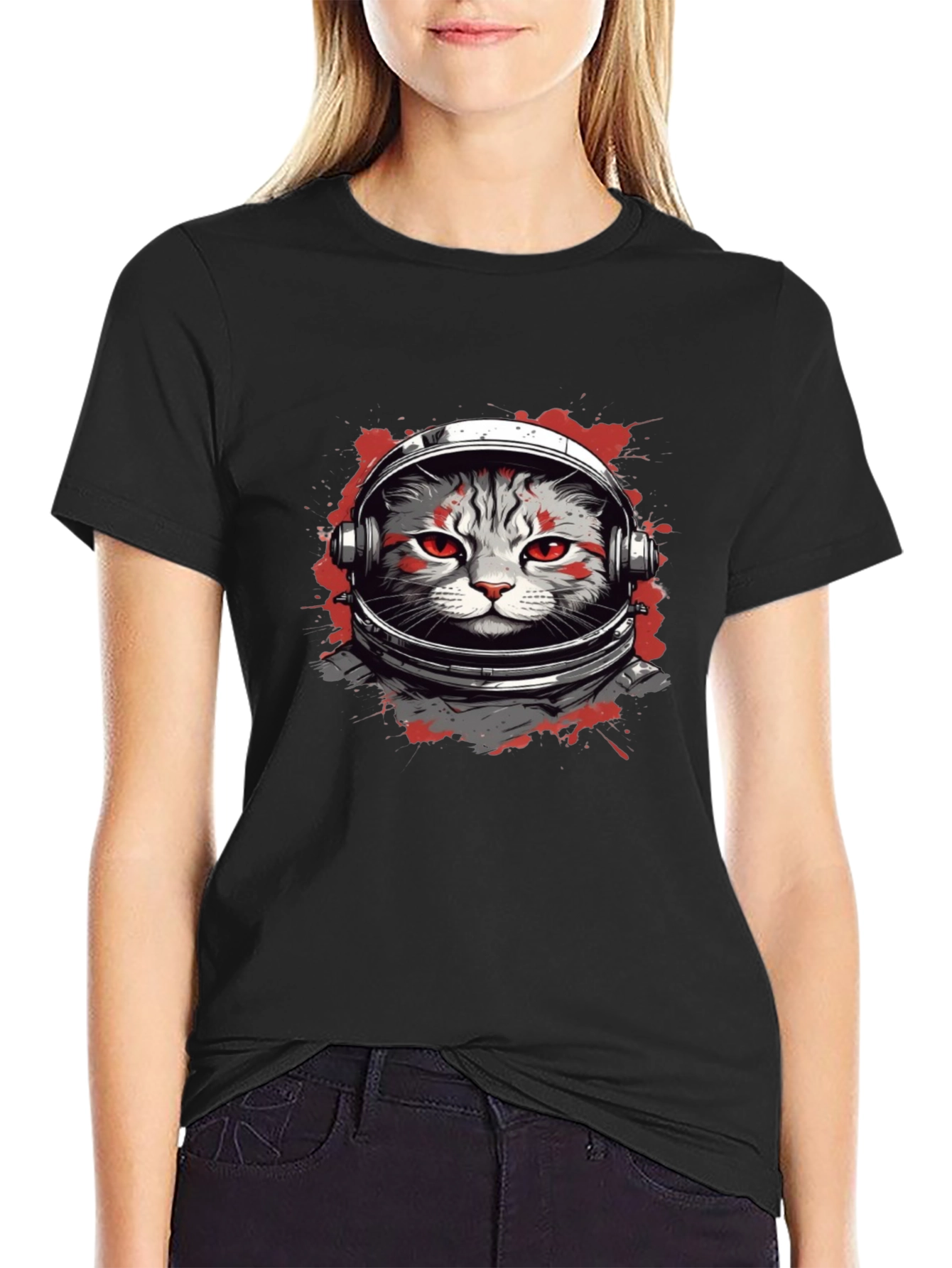 Astronaut Cat Graphic T-Shirt