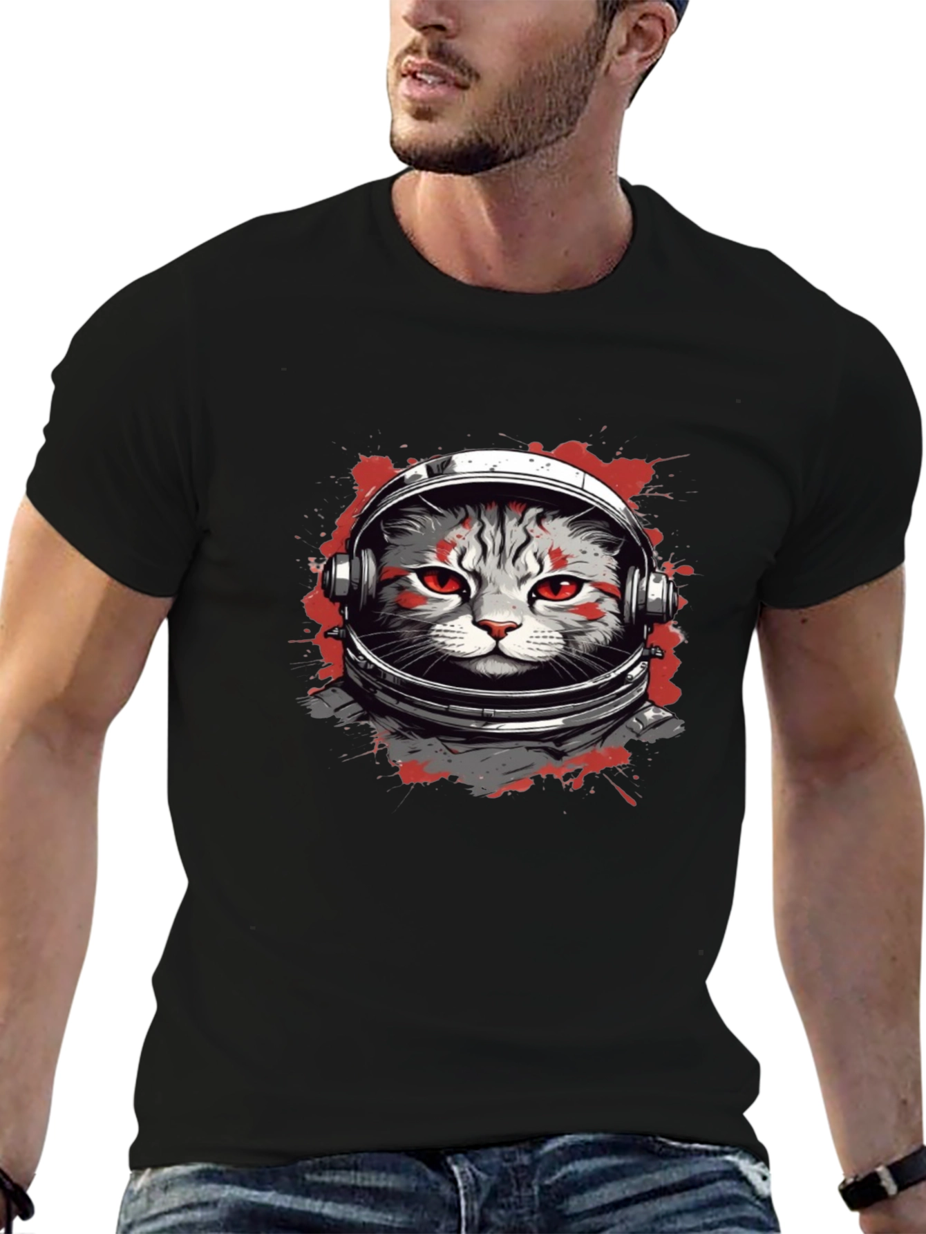 Astronaut Cat Graphic T-Shirt