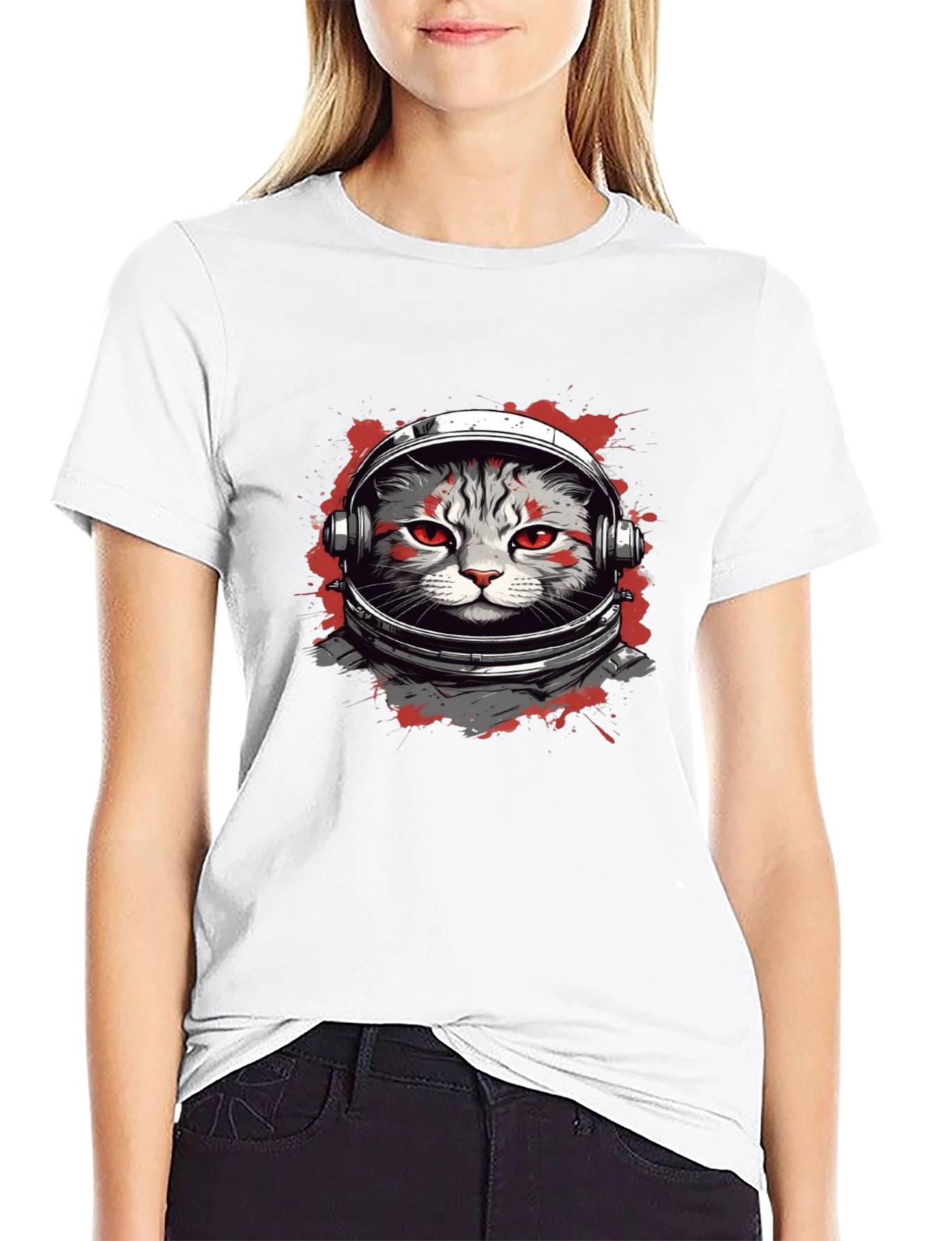 Astronaut Cat Graphic T-Shirt