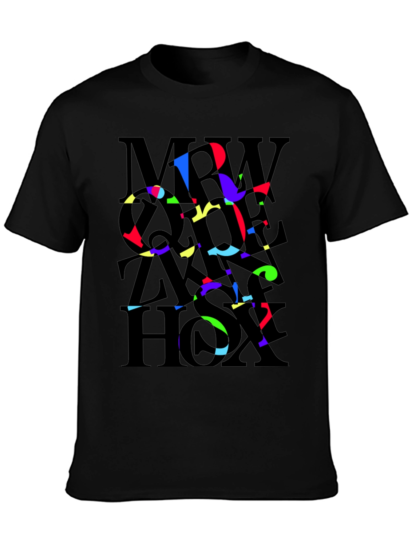 Abstract Typography Mens Black T-Shirt