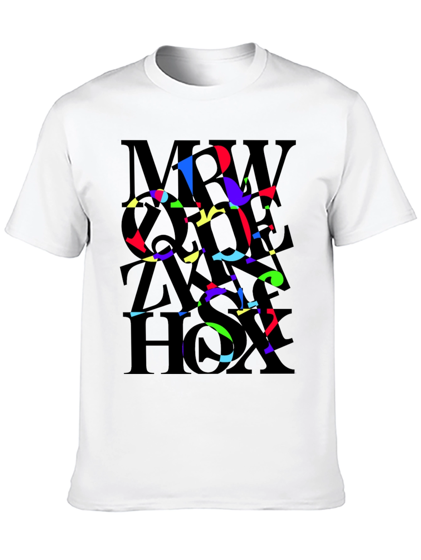 Abstract Typography Mens Black T-Shirt