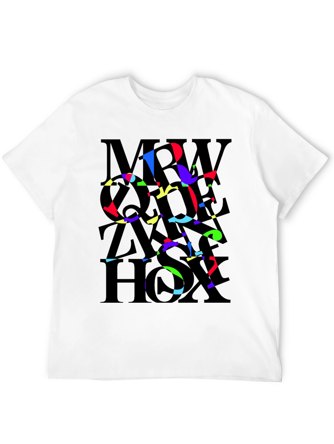 Abstract Typography Mens Black T-Shirt