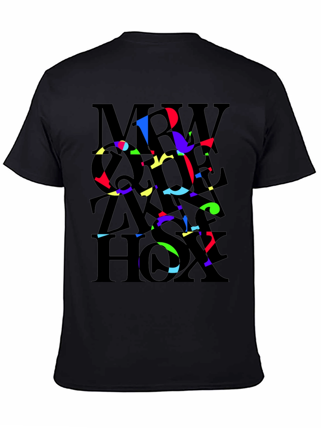 Abstract Typography Mens Black T-Shirt