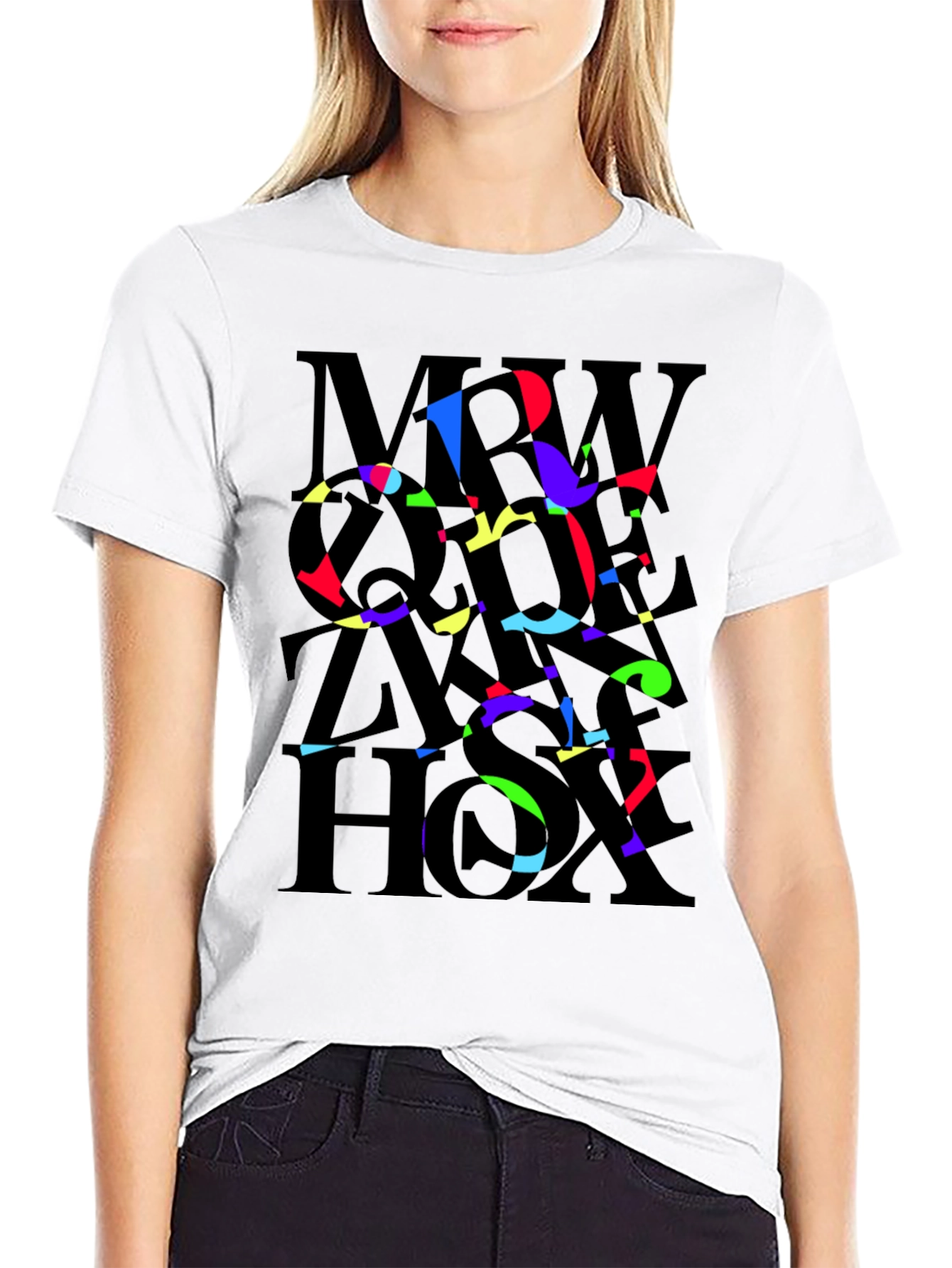 Abstract Typography Mens Black T-Shirt