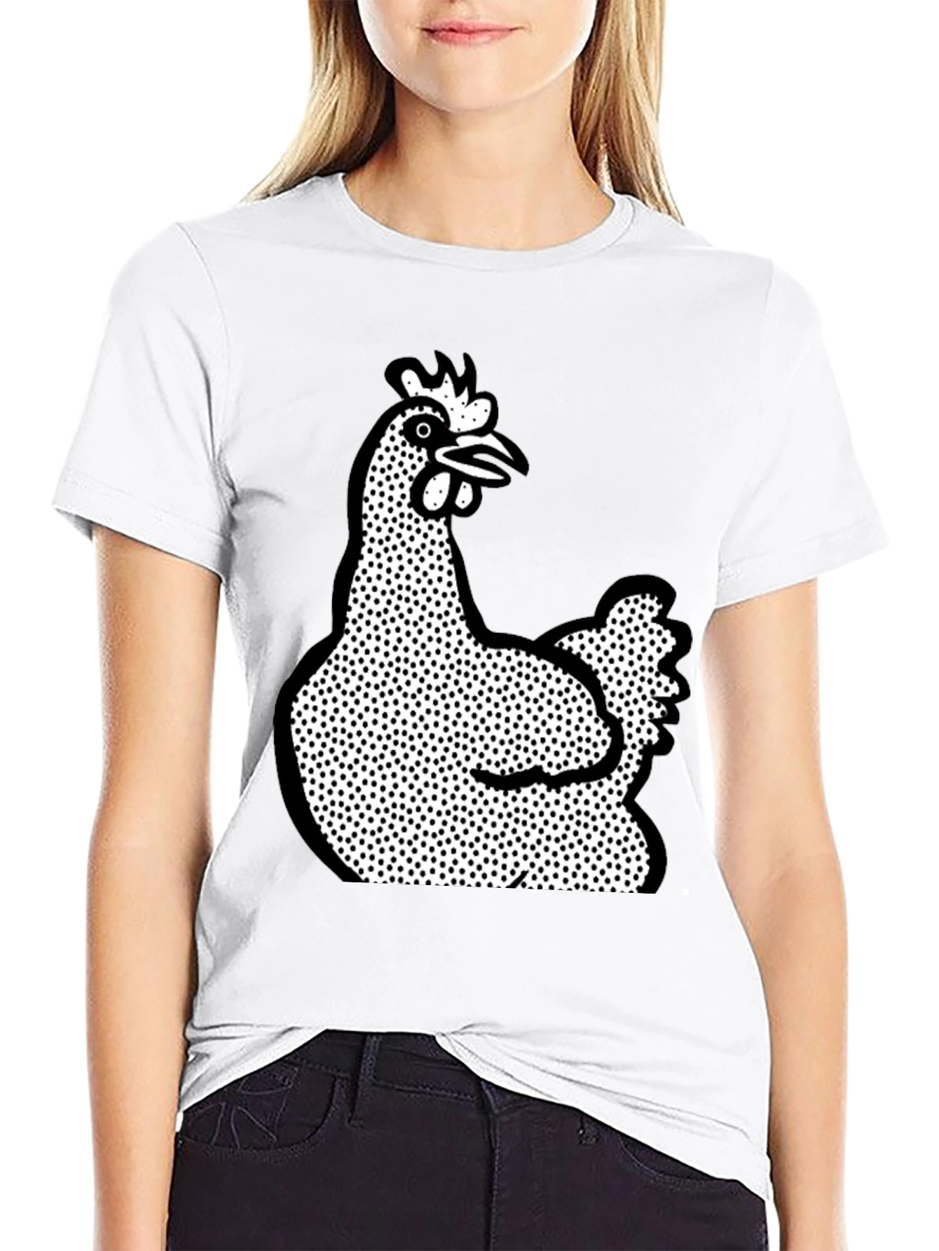 Chicken Graphic T-Shirt - Black Crew Neck Tee