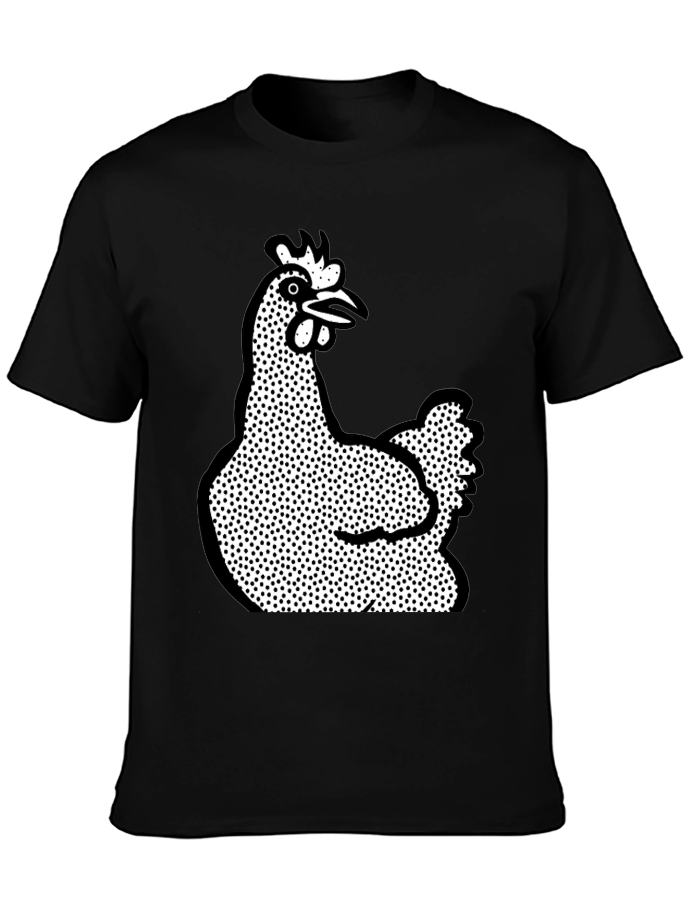 Chicken Graphic T-Shirt - Black Crew Neck Tee
