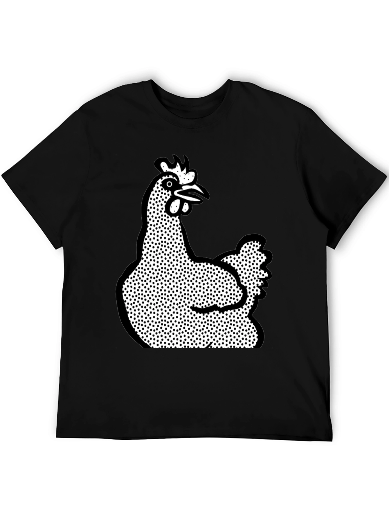 Chicken Graphic T-Shirt - Black Crew Neck Tee