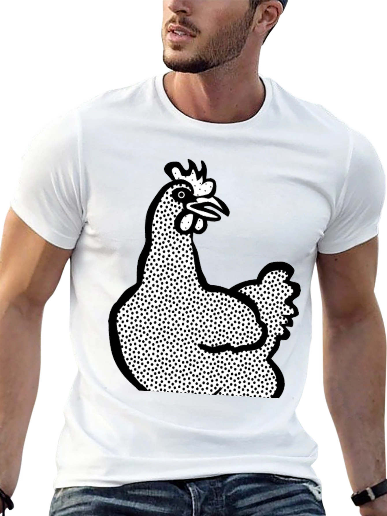 Chicken Graphic T-Shirt - Black Crew Neck Tee
