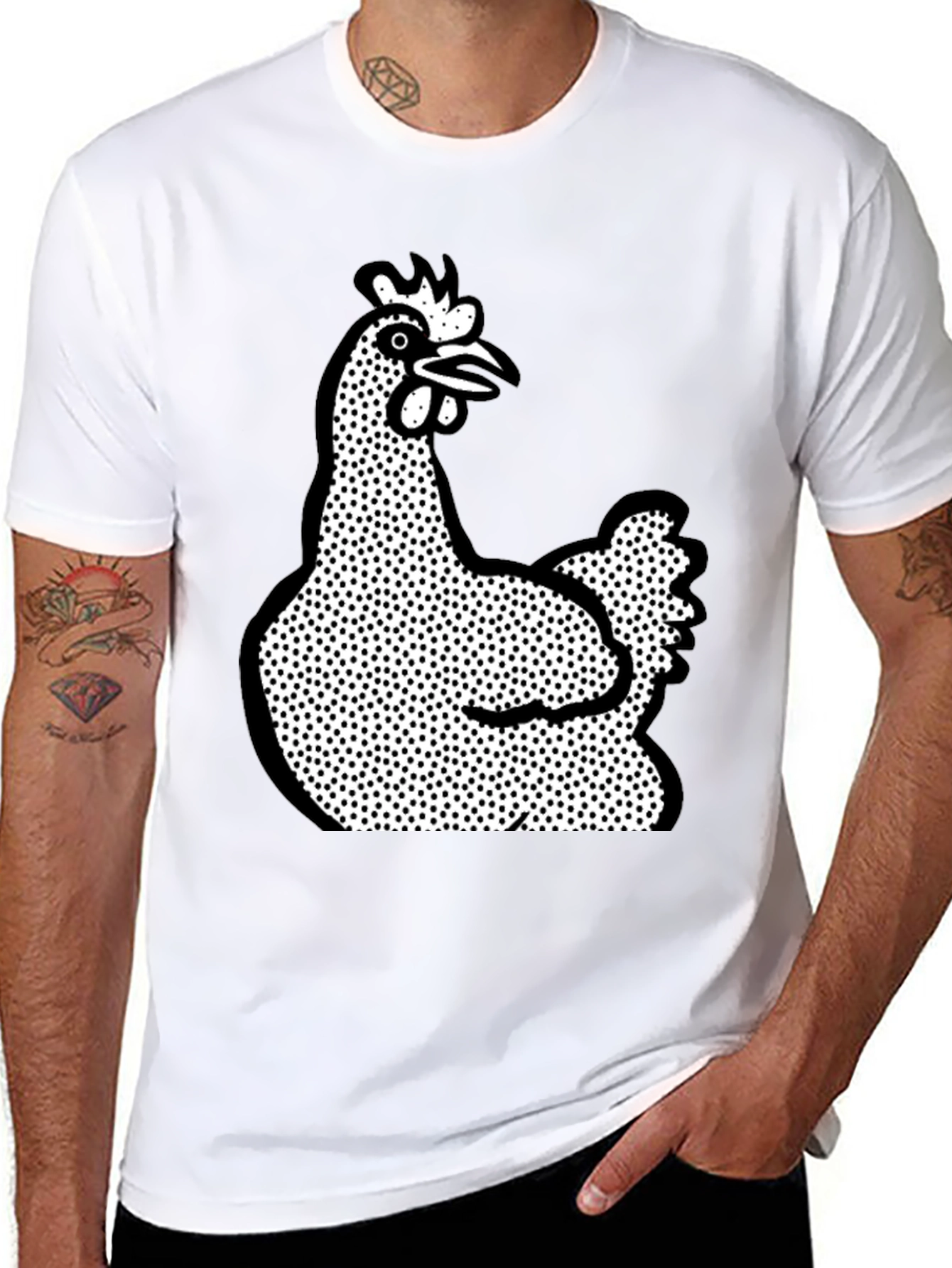 Chicken Graphic T-Shirt - Black Crew Neck Tee