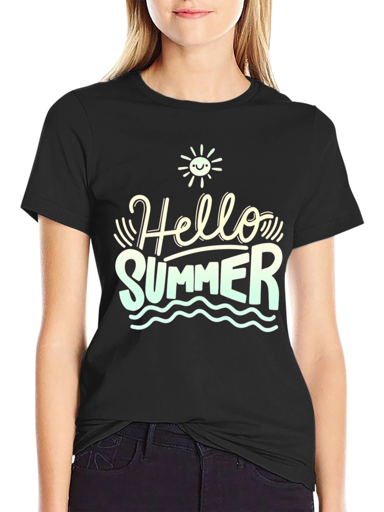 Hello Summer Black T-Shirt - Stylish Graphic Tee